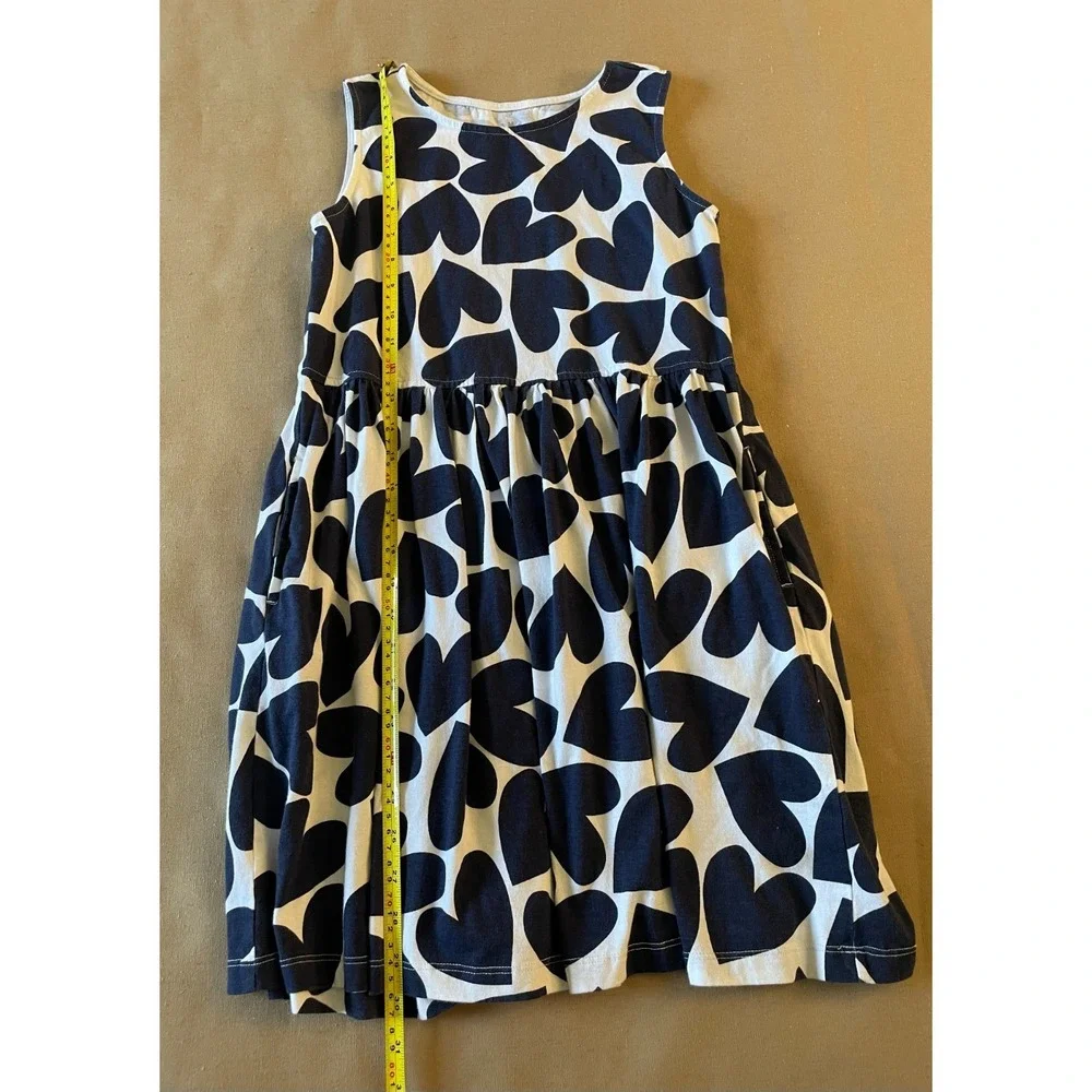 Primary Dress Girls Size 12 White with Blue Hearts Sleeveless Summer